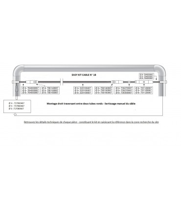 Kit 18 pour montage droit entre 2 tubes ronds