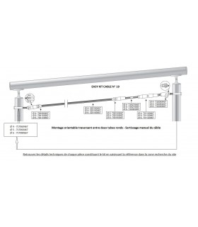 Kit 19 pour montage orientable entre 2 tubes ronds