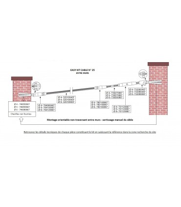 Kit 25 pour montage orientable entre murs ou mixte mur / bois