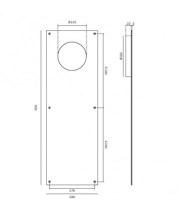 Poignée cuvette encastrable sur plaque série XXL
