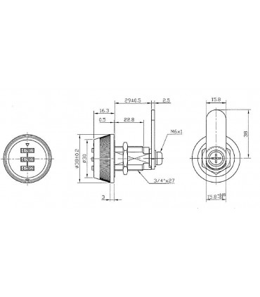 Serrure à bouton moleté ouverture avec code 3 chiffres