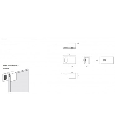 Butée à fixer sur imposte verre pour arrêt à 180°