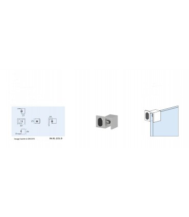 Butée à fixer sur imposte verre pour arrêt à 90°