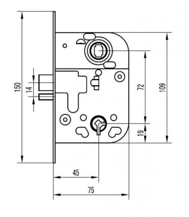 Serrure série 2014 axe 45 mm