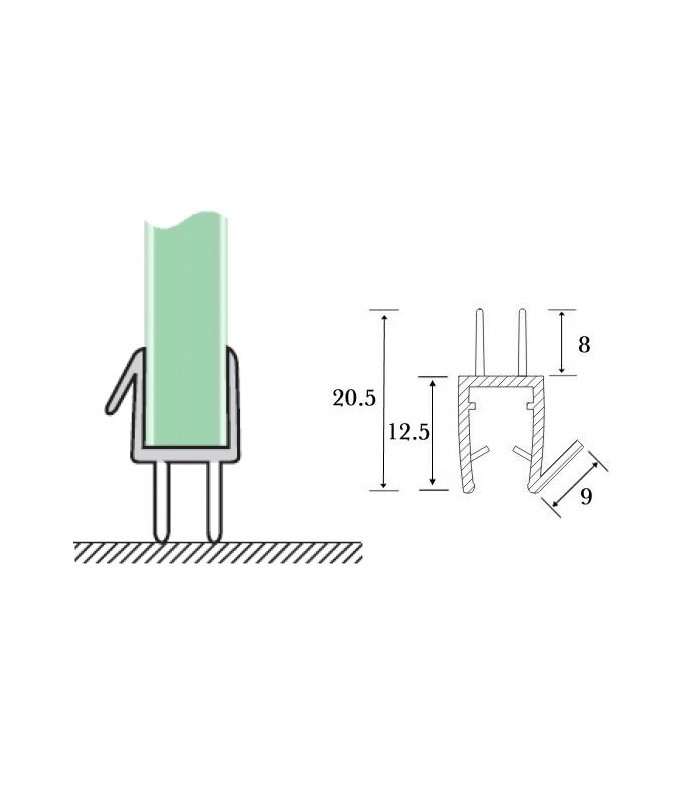 Joint d'étanchéité bas de porte triple lèvre pour cabine ...