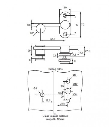Condamnation ovale pour porte en verre avec imposte