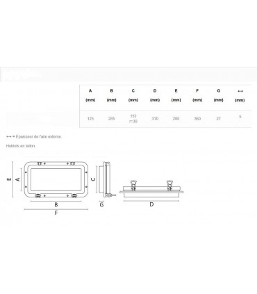 Hublot de cloison rectangulaire