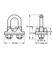 Serre câble étrier inox 316 pour Ø 3/4