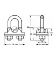 Serre câble étrier inox 316 pour Ø 6