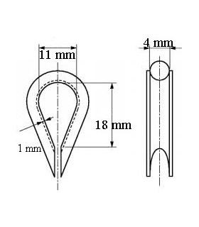 Cosse cœur en inox 316 pour câble Ø 3/4