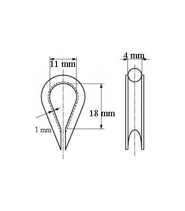 Cosse cœur en inox 316 pour câble Ø 3/4