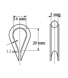 Cosse cœur en inox 316 pour câble Ø 5