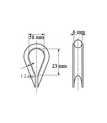 Cosse cœur en inox 316 pour câble Ø 6