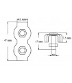 Serre-câble plat double en inox 316 Ø 4 mm