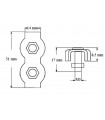 Serre-câble plat double en inox 316 Ø 5 mm