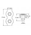 Serre-câble plat double en inox 316 Ø 6 mm