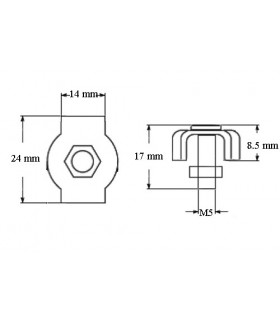 Serre-câble plat en inox 316 Ø 5 mm
