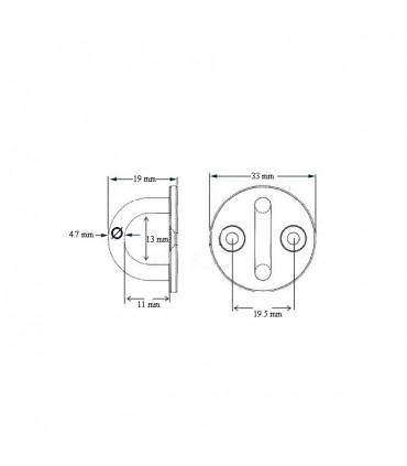 Pontet inox sur platine ronde Ø 5 mm