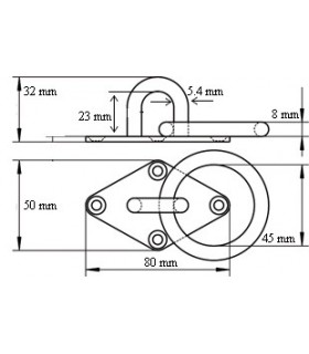 Pontet inox sur platine losange avec anneau mobile Ø 8 mm Pontet inox sur platine losange avec anneau mobile Ø 8 mm