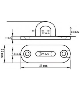 Pontet inox A4 sur platine oblongue LG 88 mm Pontet inox A4 sur platine oblongue LG 88 mm