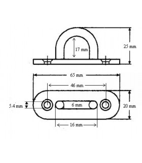 Pontet inox A2 sur platine oblongue Ø 6 mm Pontet inox A2 sur platine oblongue Ø 6 mm