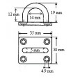 Pontet inox A2 sur platine rectangulaire Ø 5 mm