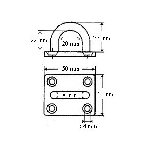 Pontet inox A2 sur platine rectangulaire Ø 8 mm Pontet inox A2 sur platine rectangulaire Ø 8 mm