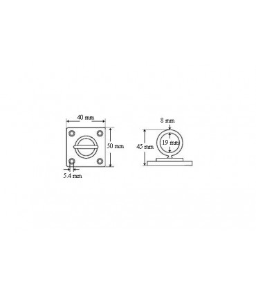 Pontet inox sur platine rectangle avec anneau mobile Ø 8 mm