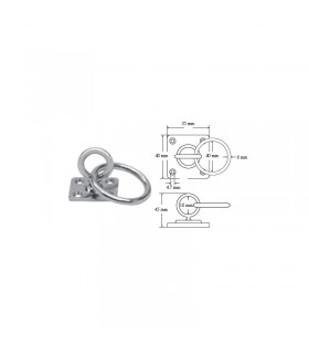 Pontet inox sur platine rectangle avec anneau mobile et anneau soudé Ø 6 mm Pontet inox sur platine rectangle avec anneau mobile et anneau soudé Ø 6 mm