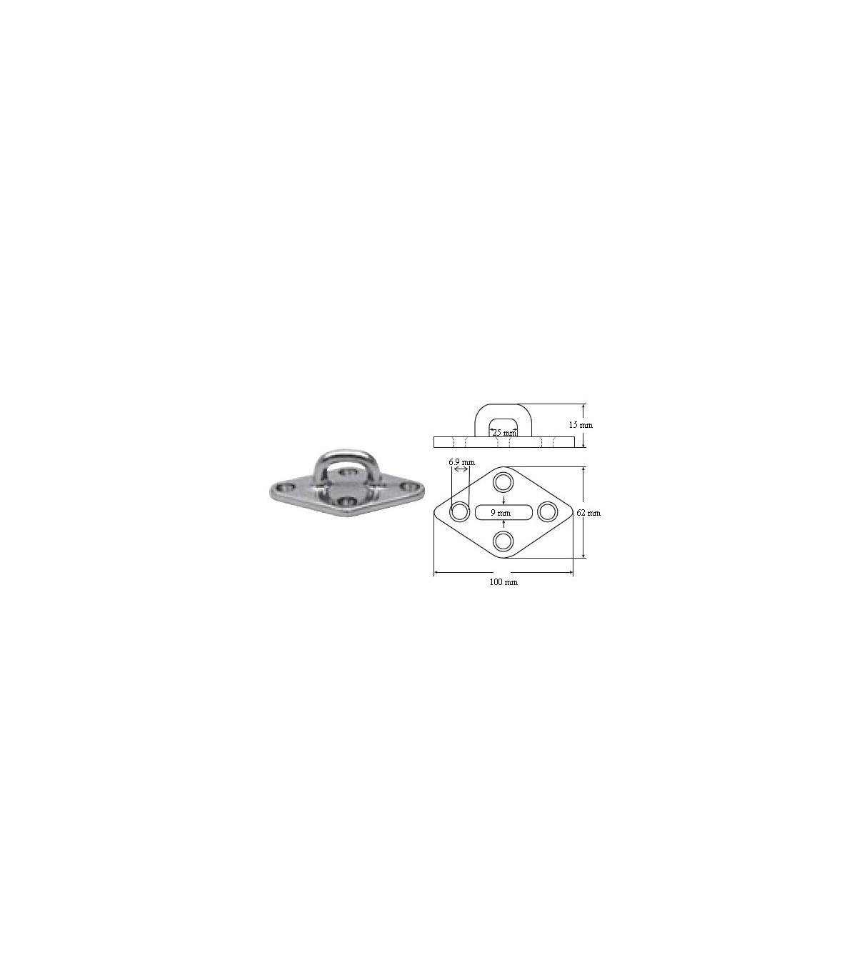 Lot De 5 Pontets Sur Platine En Inox A2 - Dimensions 50x60 Mm, Hauteur Totale 40 Mm - Anneau Intérieur 27x30 Mm, Fil Diamètre 10 Mm - Pour Fixation Solide