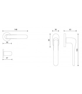 Fiche technique pour poignée de porte et fenêtre DUCK