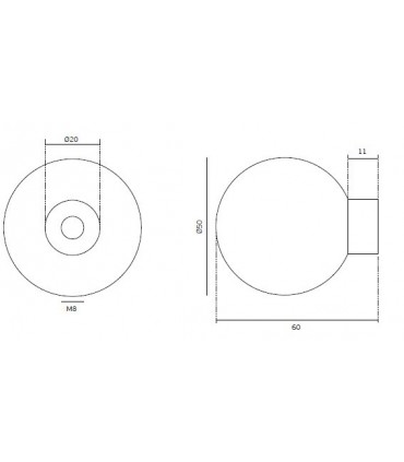Poignée bouton rond diamètre 50 mm