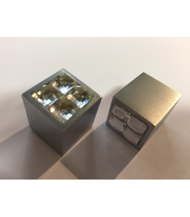 Bouton décoratif carré métal et verre série Sparkle