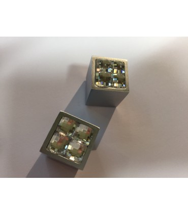 Bouton décoratif carré métal et verre série Sparkle