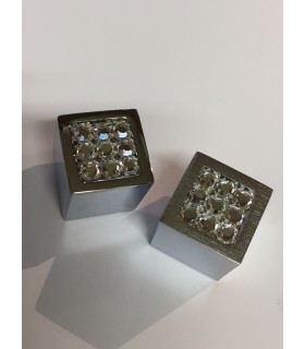 Bouton décoratif carré métal et verre série Sparkle 18/9 Bouton décoratif carré métal et verre série Sparkle 18/9