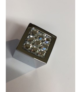 Bouton décoratif carré métal et verre série Sparkle 18/9 Bouton décoratif carré métal et verre série Sparkle 18/9