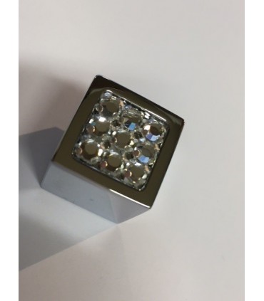 Bouton décoratif carré métal et verre série Sparkle 18/9