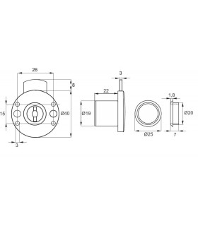 Petite serrure 853N MILLENNIUM pour placard ou tiroir