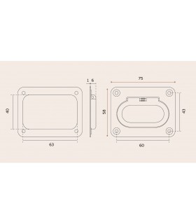 Poignée affleurante rectangulaire avec ressort de rappel