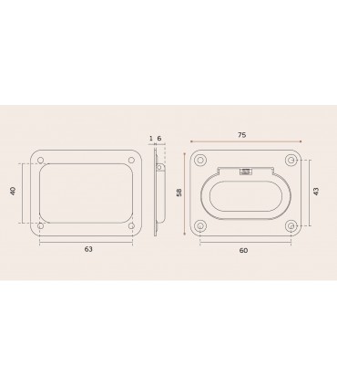 Poignée affleurante rectangulaire avec ressort de rappel