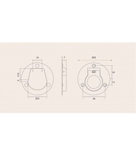 Poignée affleurante ronde avec ressort de rappel