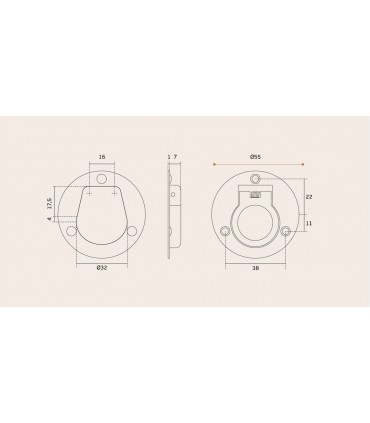 Poignée affleurante ronde avec ressort de rappel