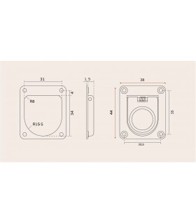 Poignée affleurante rectangulaire avec ressort de rappel