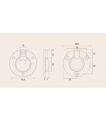 Poignée affleurante ronde