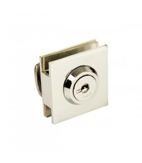 Serrure à flasques carrées pour porte de vitrine en verre