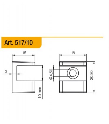Console support série 517 pour étagère en verre ép.10 mm