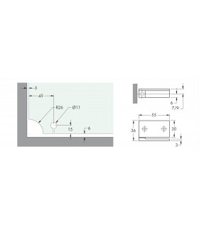 PAIRE DE CHARNIERE UV55 LIBRE VERRE / VERRE PAIRE DE CHARNIERE UV55 LIBRE VERRE / VERRE