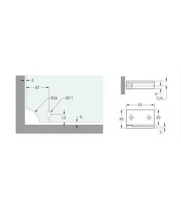 PAIRE DE CHARNIERE UV55 LIBRE VERRE / VERRE