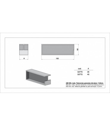 Poignée à encastrer série I.4258 pour porte en bois