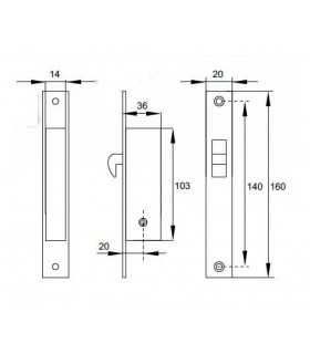 Serrure porte coulissante en bois ou alu ouverture avec clé 